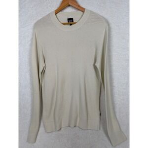Gap Sweater Mens Medium Cream Off-White Waffle Knit Crewneck GP008436